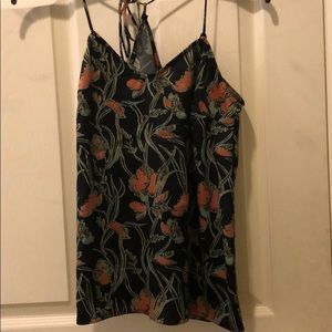 [NEW] Floral Silky Tie Tank Top